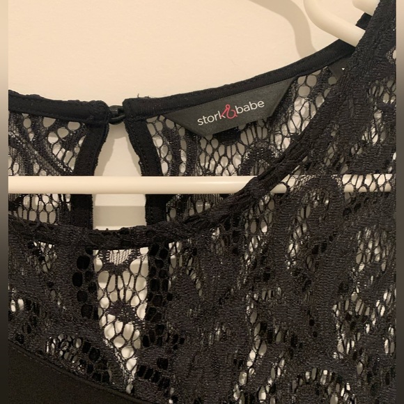 Maternity Stork and Babe black dress with lace design, size medium - Picture 2 of 4